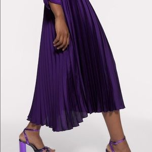Zara Accordion Pleat Purple Satin Skirt